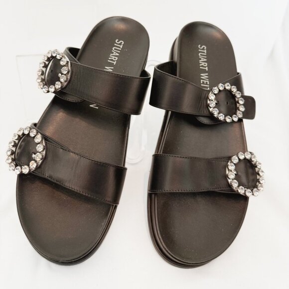 Stewart Weitzman BlingRing Crystal Buckle Slide sz 9 NEW - Picture 1 of 12
